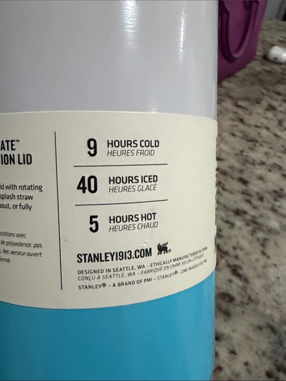 Stanley Quencher H2.0 Tumbler in Blue with Cream Handle - Picture 6 of 9